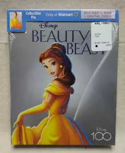 Beauty and The Beast Disney 100 Edition Blu-Ray & DVD with Collectible Pin New - Picture 1 of 3