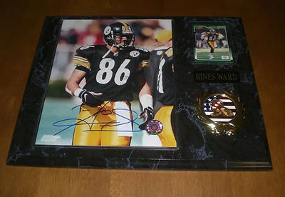 PLACA FOTOGRÁFICA AUTOGRAFIADA FIRMADA POR STEELERS HINE WARD CON CERTIFICADO DE AUTENTICIDAD Foto 1 de 2