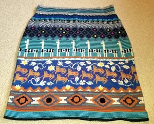 Damen Pullover Rock-HWR-ANTHROPOLOGIE-mehrfarbig Lama Wolle Pull On Bleistift-L - Bild 1 von 6