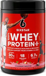 Six Star Elite Series 100% Whey Protein Plus Strawberry Smoothie 1.8lbs US - Picture 1 of 9