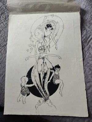 Obra de arte original de tinta a pluma de 1890 dibujos ART NOUVEAU Aubrey Beardsley, artista Reino Unido Foto 1 de 4