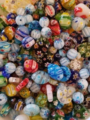 Lampwork Millefiori Glass Beads Lot Of 280+ PC  (A7) - Image 1 of 4