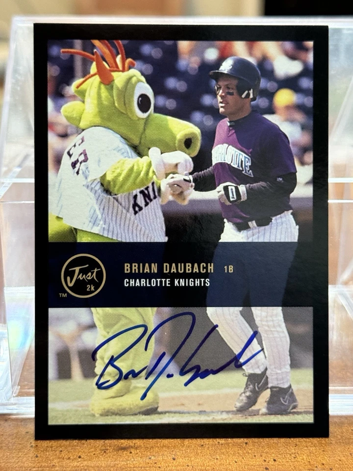 RARE! 2000 Just Minors Auto Black Border /50 Brian Daubach Charlotte Knights - Image 1 of 2