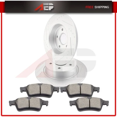 Rotores de disco de freno trasero ranurados y pastillas de cerámica para Ford Escape C-Max 2013-2016 Foto 1 de 4