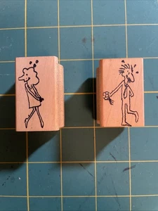 Vintage super süße Liebhaber! Zwei Briefmarken von Stampa Barbara Gummistempel 1986 - Bild 1 von 3