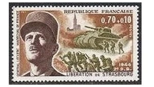 France B433, hinged. Mi 1691. Liberation-Strasbourg, 25, 1969. Jacques Leclerc. - Picture 1 of 1