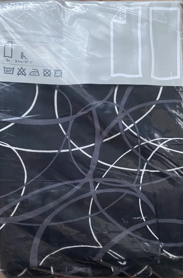 Cortinas cortinas Ikea Vinde nuevas diseñadas por Kazuyo Nomura. "Negro con blanco 57x118""" Foto 1 de 4