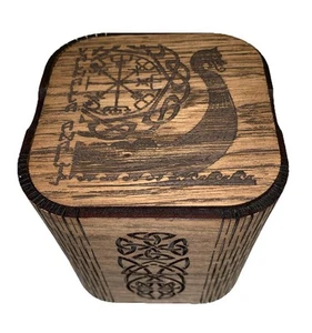 Set regalo legno vetro whisky Valhalla scatola vetro con rocce nave vichinga top & sottobicchiere - Foto 1 di 22