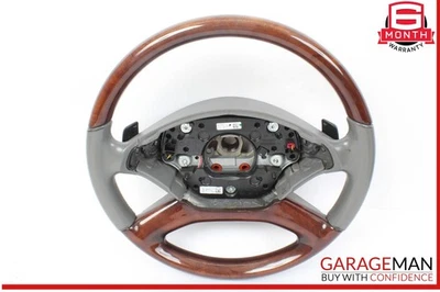 Volante 10-14 Mercedes W221 S550 S600 con palancas de cambio madera gris OEM Foto 1 de 4