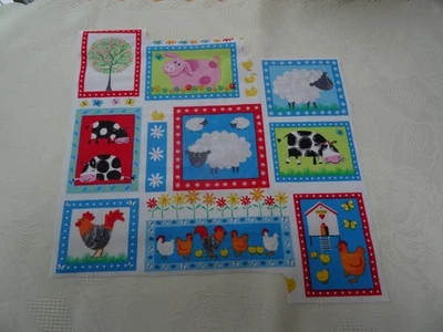 Schöner Stoff BAUERNHOF Baumwolle  9x Bilder Div. Größen Patchwork Basteln DIY  - Bild 1 von 4