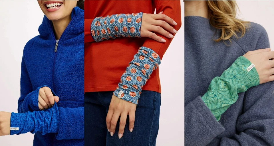 Tranquillo Handschuhe Hand-Stulpen rot blau grün retro-Muster geblümt W25ACS10