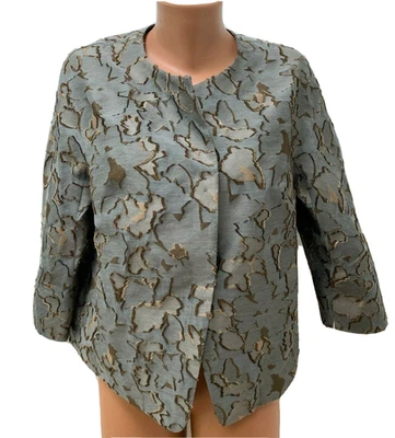 OSKA Größe 1 - M - L Blazer Jacke grau beige bestickt 3/4 Ärmel - Bild 1 von 4