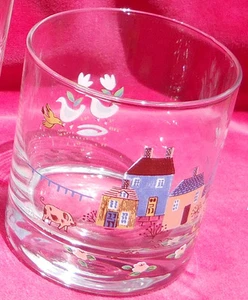 4 INTERNATIONAL CHINA HEARTLAND TUMBLER ROCK GLASSES 8 OZ HOUSES - Picture 1 of 3