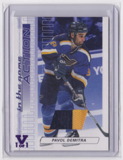 2003-04 IN THE GAME ACTION SAPPHIRE JERSEY VAULT 1/1 PAVOL DEMITRA #M-100 BLUES