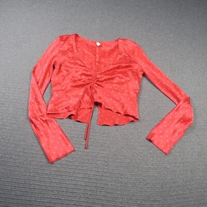Bec & Bridge Womens Top Blouse 10(AU) Small Red Polka Dot Silk Cropped Ruched - Picture 1 of 9