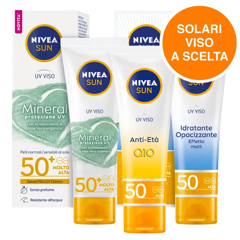 Nivea Sun Crema Solare Viso Protezione Alta e Molto Alta SPF50 da 50ml a Scelta - Immagine 1 di 1