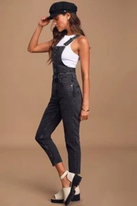 Free People Denim Latzhose 26 Washed Schwarz Stretch Denim Slim Leg Knöchellang - Bild 1 von 11