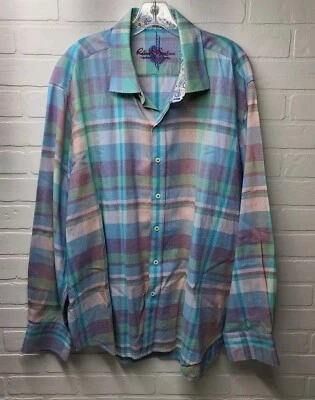 Robert Graham Long-Sleeve Button-Up Shirt Size 3XL/3TG Men's Plaid w/ Paisley - Image 1 of 4