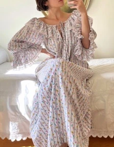 Vtg Oscar de la Renta White Floral Lace Maxi Dress Cotton Skirt Boho MNZ Doen - Picture 1 of 8
