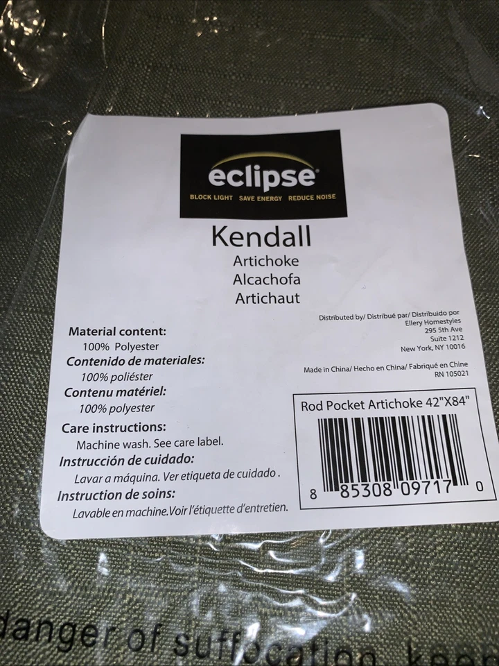 Panel Cortina Eclipse Kendall Oscurecimiento de Habitación Eficiente en Energía, Alcachofa Foto 1 de 1