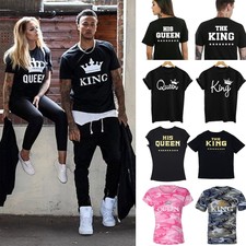 Unisex King and Queen Couple Design Tees Matching Love Funny Cute T-Shirts AU