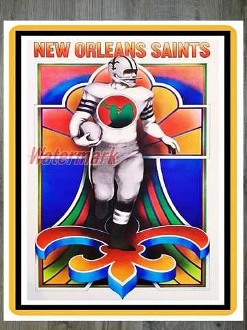 NFL Vintage New Orleans Saints Color Art Poster REPRINT 8 X 10 Photo Picture Cover
