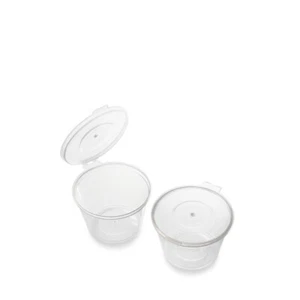 4oz Clear Plastic Sauce Pots Hinged Lid Containers Takeaway Wax Paint Food - Picture 1 of 1
