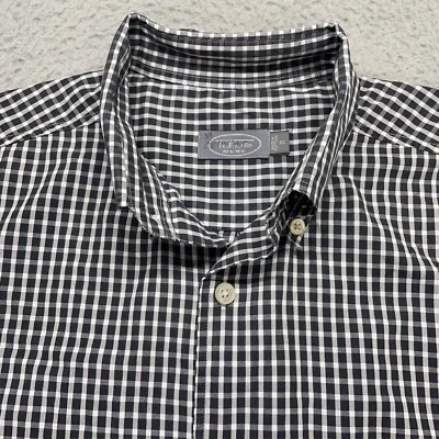 Talbots Mens Shirt XL Black Plaid Long Sleeve Oxford Cotton Button Up Pocket - Image 1 of 4