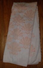 Vintage Retro Fieldcrest Reversible Pink & White Seashell Pattern Bath Towel