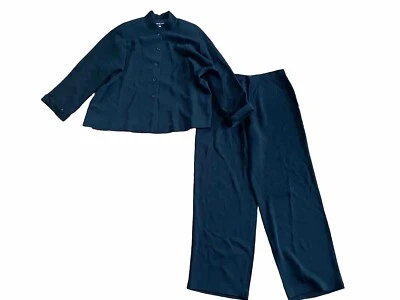 Philippe Adec Paris Pant Suit Set Black Wool 2 Piece Size 8 - Image 1 of 4