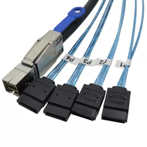 External Mini SAS HD SFF-8644 to 4 SATA 7Pin 6Gbps Hard Disk Data Server Cable - Picture 1 of 7