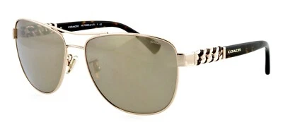 Nuevo COACH HC7056Q 92625A 59mm Dorado Tortuga Espejo Aviador Gafas de Sol Foto 1 de 4
