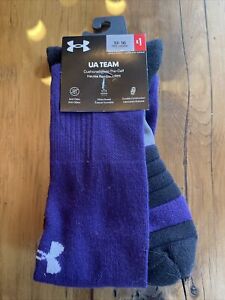 UNDER ARMOUR Unisex Soccer Team Socks Purple Cushioned Over-The-Calf Sz13-16 NWT