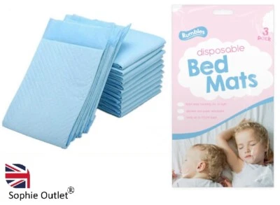 SOPHIE OUTLET 3 Pack DISPOSABLE BED MATS Baby Changing Travel Incontinence Protection Sheet UK