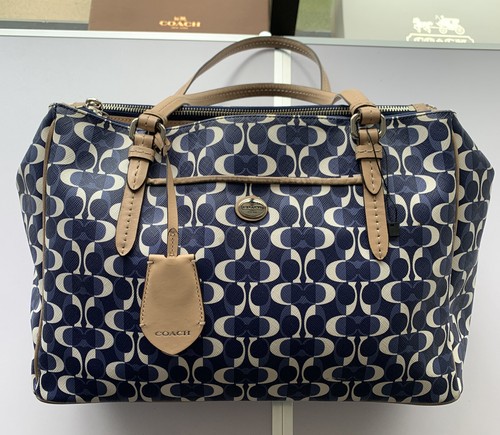 Coach 25457 Coach Borsa a mano blu crema Peyton Dream C con cerniera