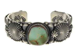 Bracciale turchese naturale Royston dell'artista Navajo Delbert Gordon - Foto 1 di 6