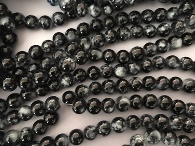 500 CRACKLE CRYSTAL GLASS BEADS 8 MM SOLD BY 5 STRANDS OR LOOSE BEADS - Image 1 of 4