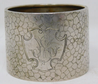 Germany 800 Solid Silver Napkin Ring MS / SM Mono 1.75" Diam x 1-3/8" Tall 18 Gr - Image 1 of 4