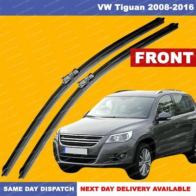 For VW Tiguan 08-16 Push Button Front Windscreen Aero Wiper Blades SET 24"20" - Image 1 of 4