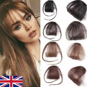 Thin Neat Air Bangs Fake False Hair Extension Clip On/In Fringe Front Hair Piece - Picture 1 of 19