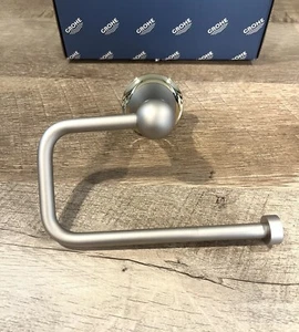 GROHE Seabury Toilet Tissue Paper Holder Satin Nickel w/ Polished Brass Accent - Picture 1 of 4
