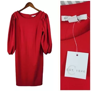 New EST 1946 Dress Size Small Pleat Puff Sleeve red Cocktail Party Buisness NWT - Picture 1 of 8