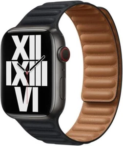 GENUINE APPLE LEATHER LINK WATCH STRAP 42MM 44MM 45MM 46MM 49MM S/M - MIDNIGHT - Zdjęcie 1 z 6