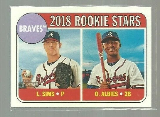  2018 Topps Heritage #331 Ozzie Albies RC/Lucas Sims RC (ref 57309) - Image 1 of 1