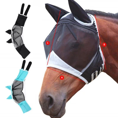 MARKENLOS Pferd Anti Fliegenmaske Kapuze Vollgesichtsnetz Schutz Pferdemaske Anti-UV