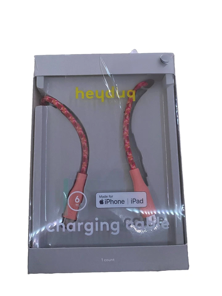 Heyday 6' LTNG to USB-C Braided Cable fits iPhone fits iPad - Coral Pink - Image 1 of 1