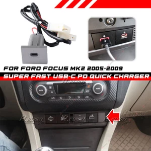 Silver USB-C PD Port Charger Upgrade Kit Red LED For Ford Focus MK2 2005-2009 - Picture 1 of 2
