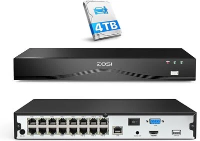Disco duro ZOSI 16CH PoE NVR 4TB 8MP grabadora de video NVR para sistema de cámaras Foto 1 de 4