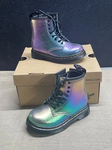 Dr. Martens Rainbow Crinkle Leather Designer Boots Size 7 Youth Child - Picture 1 of 18