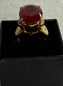 Pigeons Blood Ruby Oval 17 Ct 925 Sterling Silver Handmade Ring Size 7 - Picture 1 of 7